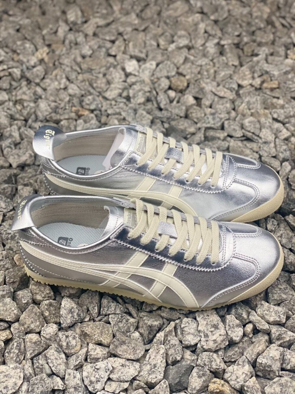 Onitsuka Tiger by Asics Silver and Cream Mexico 66 Sneakers